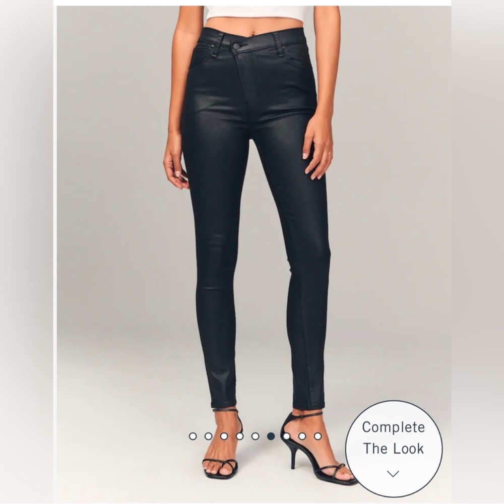 Abercrombie High Rise Super Skinny Ankle Jean in Coated Black